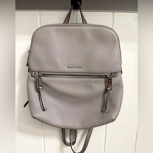 Michael Kors Rhea Gray Pebbled Leather Backpack